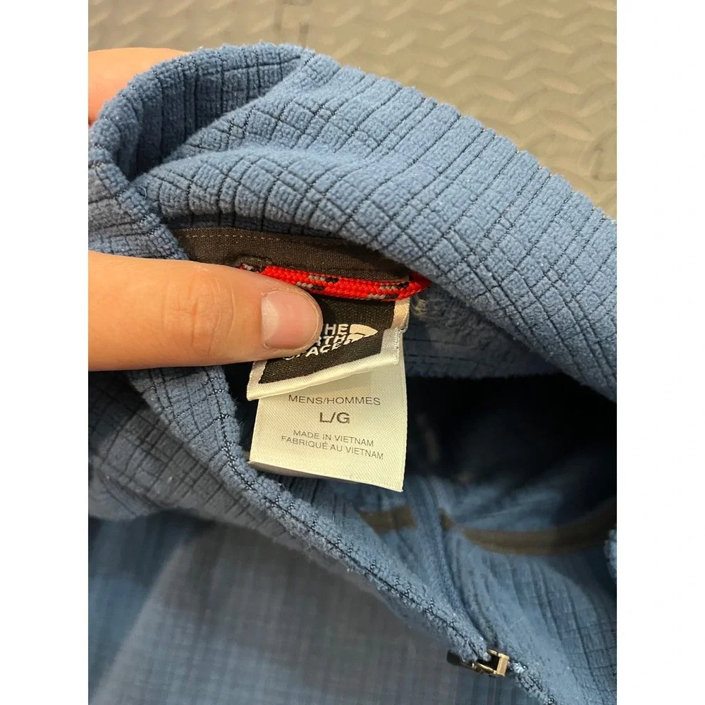 The North Face Fleece Pullover Mens L Blue TKA 100 Grid 1/4 Zip‎ Long Sleeve